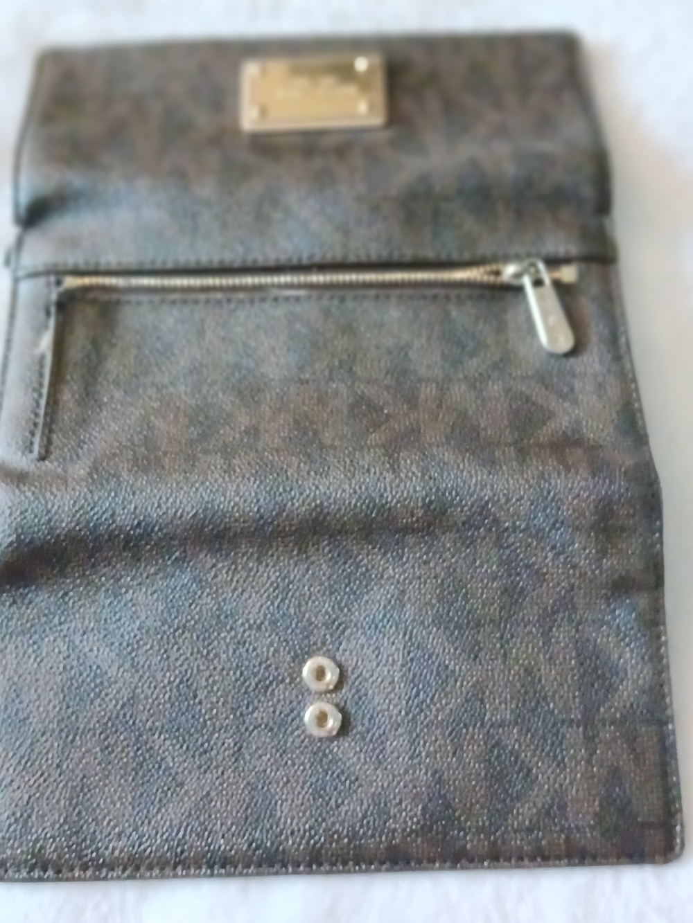 Michael Kors Brown Leather Continental Signature Wallet + Gold Plaque - Picture 6 of 8